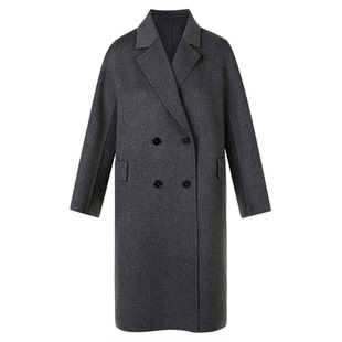 朗姿纯羊毛立领廓形修身长款毛呢外套通勤ol呢子大衣2025冬季新款