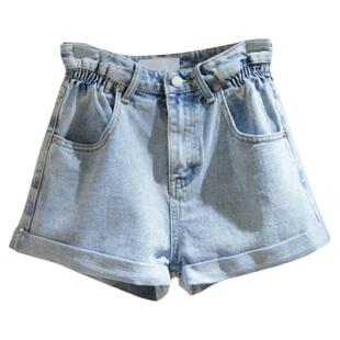高腰牛仔短裤女2025夏季新款时尚百搭宽松花苞卷边显瘦阔腿辣妹棉