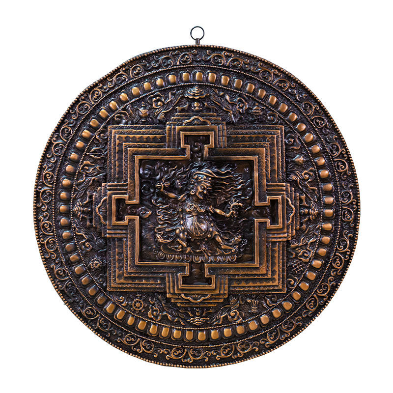 紫铜黄财神绿度母莲师大威德立体挂画十相自在马宝八吉祥铜画摆件