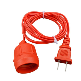 红色带线带插头E27螺口螺纹灯口灯头螺旋红色灯泡灯笼用电电源