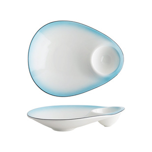 商用陶瓷饺子盘虾盘带醋碟点心盘小吃盘薯条盘凉菜盘高档酒店定制