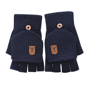 儿童手套男孩冬女孩6到12岁保暖骑行防寒男童可写字翻盖半指五指