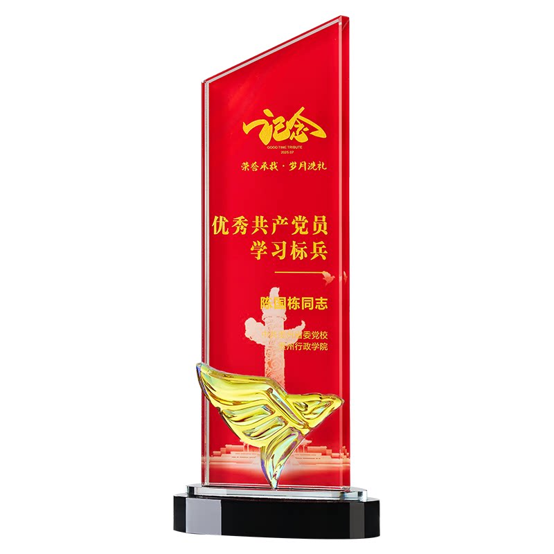 优秀党员定制纪念金属水晶奖杯