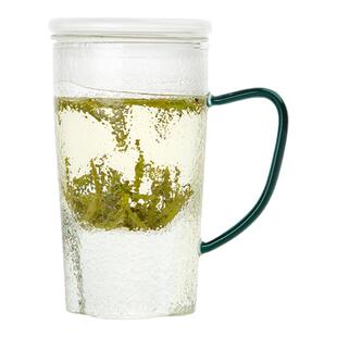雅集茶具玻璃杯耐热颜觉苏窗过滤把手带盖居家大容量茶水分离茶杯