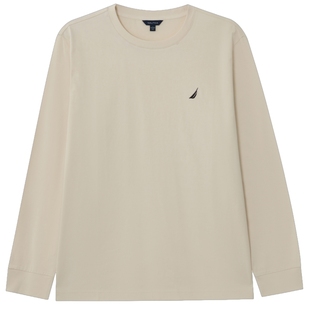 NAUTICA/诺帝卡男装26春季新品刺绣logo舒适休闲长袖圆领T恤