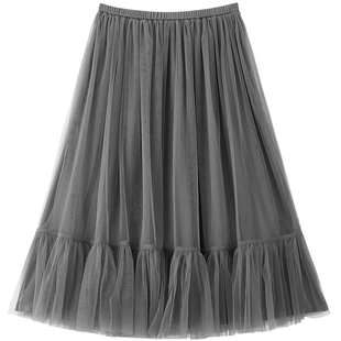 【商场同款】乐町甜美网纱长裙秋季新款大裙摆半身裙C1GFF3410