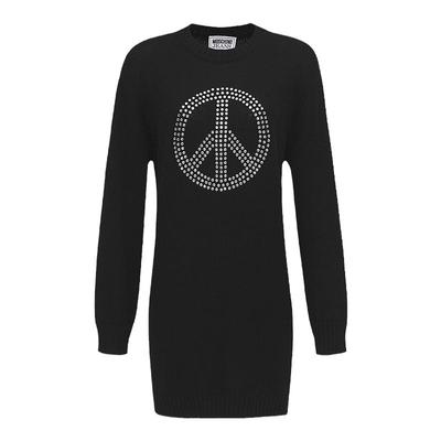 【礼物低至5折】M05CH1N0 JEANS 女士Peace Symbol羊毛混纺连衣裙