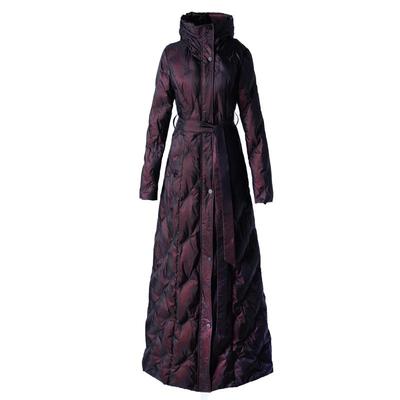 羽绒服暗酒长款白鸭绒过膝收腰