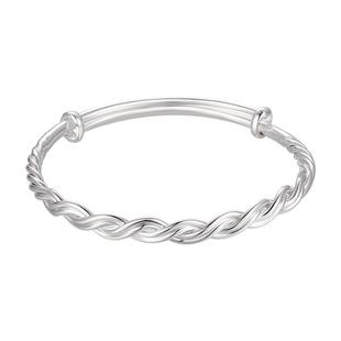 中国白银臻汇银纯银手镯足银999莫比乌斯交织镯子简约生日礼物