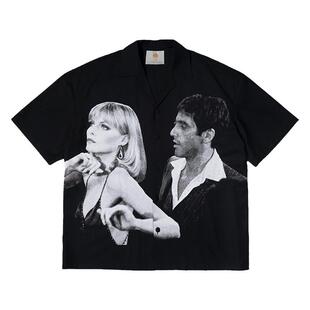 MIICHOUS（米丘寺）23SS 疤面煞星 电影主题人像印花优雅短袖衬衫