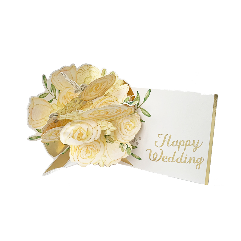 包邮日本推荐高雅婚礼玫瑰欧式公主结婚简约对折式小清新空白卡片