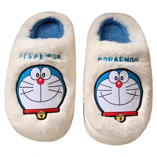 正版哆啦A梦棉拖鞋秋冬情侣可爱叮当保暖毛绒居家鞋机器猫毛毛鞋