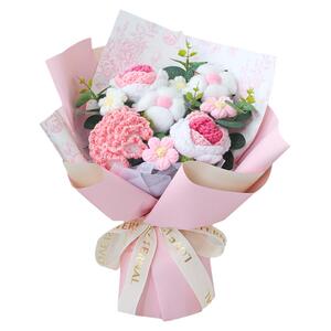 创意生日礼物创意仿真花康乃馨玫瑰针织手工成品花束送女朋友惊喜