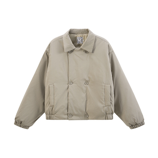 COLN比驼色清浅比米色矜持便是双排扣棉服冬日暖阳裹着它自成暮光