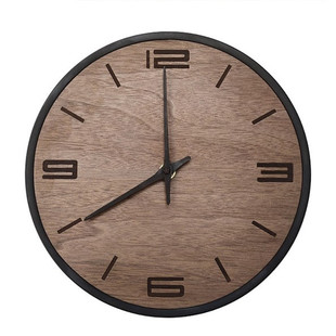 北欧简约个性定制刻字黑胡桃挂钟客厅书房卧室轻奢日式静音木钟表