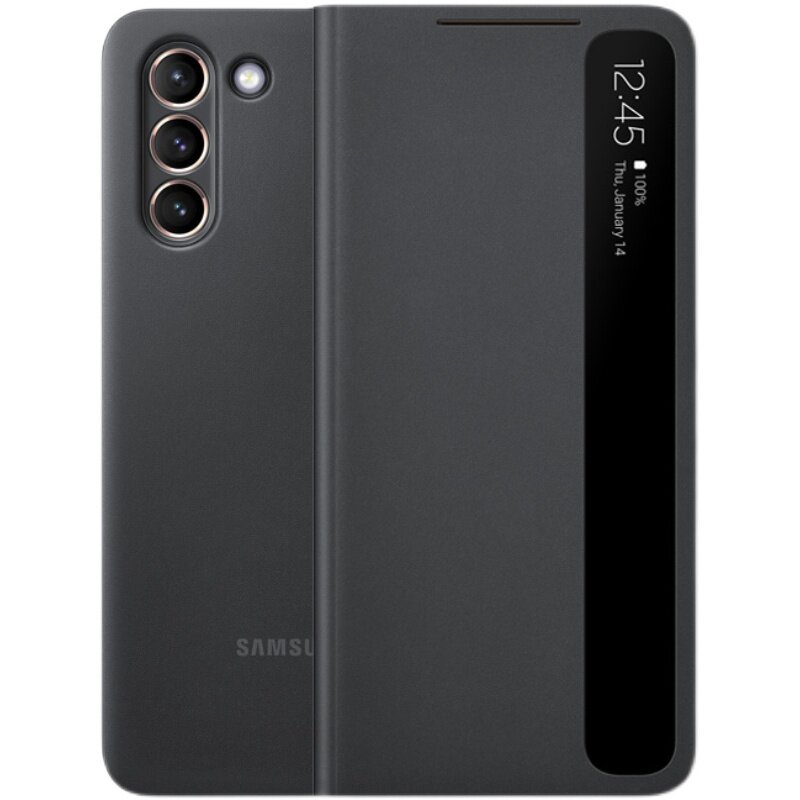 三星S21手机壳5g原装S21+智能ultra保护皮套翻盖视窗官方LED正品