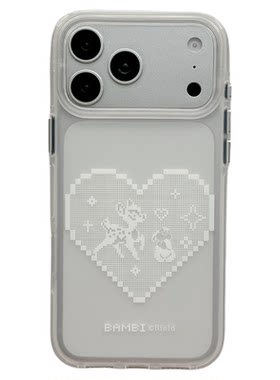 MoreRex ins风半透像素爱心小鹿适用苹果17手机壳iphone16promax新款17pro带挂绳14防摔保护套13超好看15女款