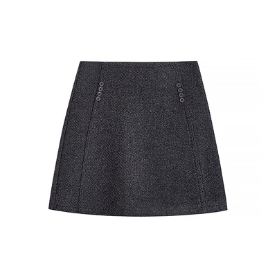 秋冬加厚高腰气质显瘦毛呢短裙