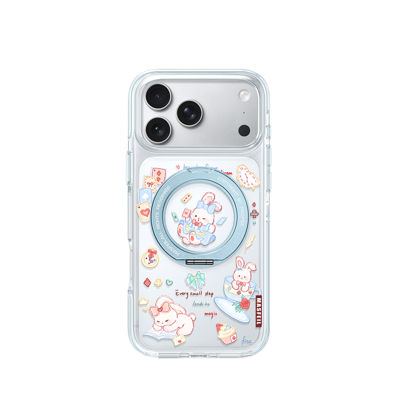 MASFEIL× 梦境小兔适用iPhone17Promax手机壳新款ip15磁吸带支架Go8苹果16Pro保护套支点透明高级感13pm女