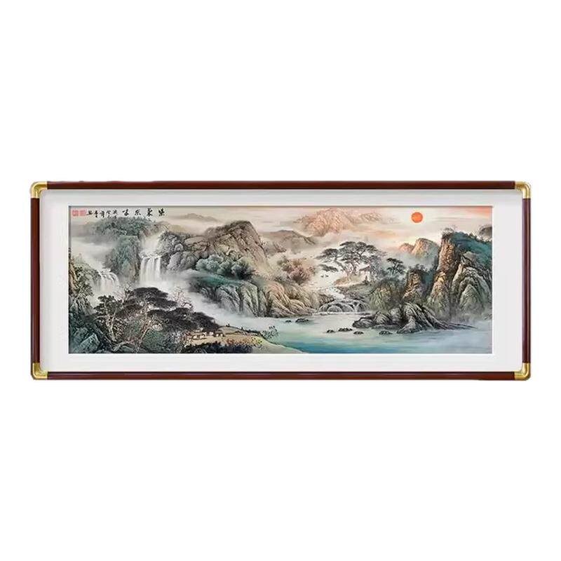 旭日东升客厅装饰画聚宝盆聚财