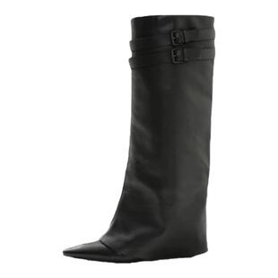 小众设计细跟尖头裤管靴2026春夏新款百搭复古高跟长筒靴女不过膝