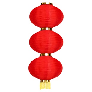 萌趣花灯谣灯笼舞蹈道具新年跳舞表演出专用三连串可折叠大红灯笼