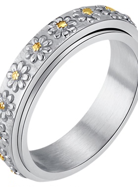 NG小雏菊可旋转钛钢戒指情侣对戒