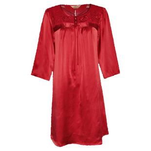 美标真丝睡裙19姆米重磅100%桑蚕丝绸女士睡衣刺绣妈红色本命年