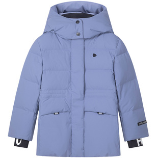 水孩儿儿童羽绒服三防冬装女童收腰连帽简约工装风鸭绒保暖外套