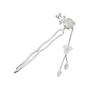 顺钦银楼S999纯银发簪女南枝足银发饰簪子新中式首饰送爱人礼物