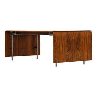 丹麦中古柚木色大板桌 简约书桌 家用书房写字台复古樱桃木办公桌