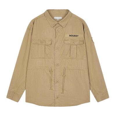 MOUSSY 2026春季新品复古工装风多口袋抽绳衬衫外套028ISB30-1007