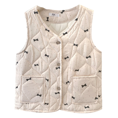 夹棉卡通马甲碎花小背心坎肩