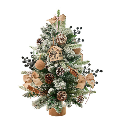 新款白色圣诞树家用小型成品摆件