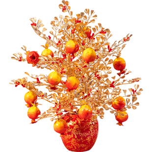 新年柿柿如意装饰发财树摆件2026马年喜庆春节乔迁节日装扮用品