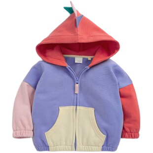 现货英国NEXT童装秋女童粉色彩虹套装女宝宝加绒卫衣运动裤子套装