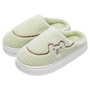 洁丽雅棉拖鞋女2026新款秋冬家居室内情侣保暖加绒厚底毛拖鞋男款