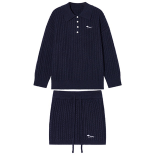 EPTISON套装女2025冬季新款慵懒宽松毛衣A字裙裤时尚学院风两件套