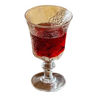法国原产LA ROCHERE凡尔赛浮雕红酒杯矮脚高脚杯高级玻璃水杯家用
