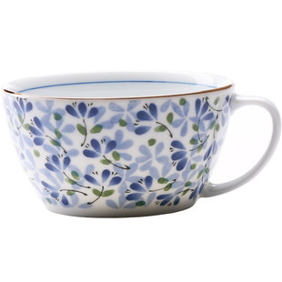 日本进口光峰餐饮具陶瓷汤汁杯茶杯咖啡杯 日式小清新花卉杯子