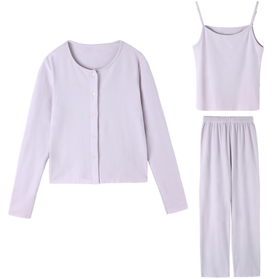 冬季加厚保暖磨毛女睡衣三件套