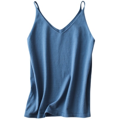 针织吊带背心女内搭打底搭配西装黑白色羊绒衫薄款上衣夏季V领衫