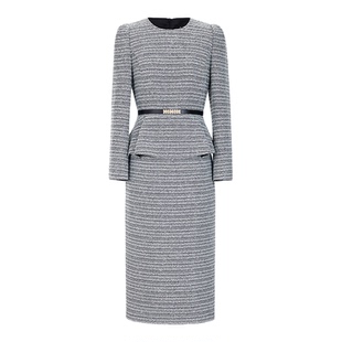 朗姿/MOJO AVENUE莫佐2026春新品法式复古千鸟格连衣裙女假两件连