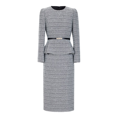 朗姿/MOJO AVENUE莫佐2026春新品法式复古千鸟格连衣裙女假两件连