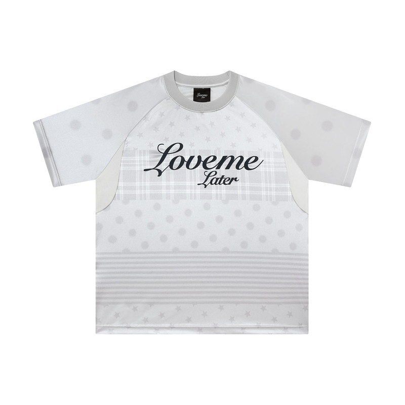 LML LOVEMELATER波点星星拼接印花LOGO短袖球衣男女同款运动T恤
