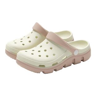 利达妮洞洞鞋女款eva防滑防臭2026新款沙滩厚底外穿eva包头拖鞋男