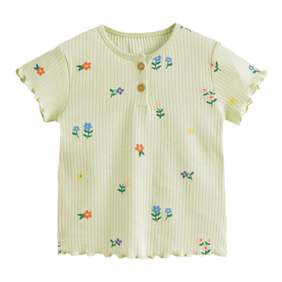 马克珍妮女童弹力针织短袖T恤