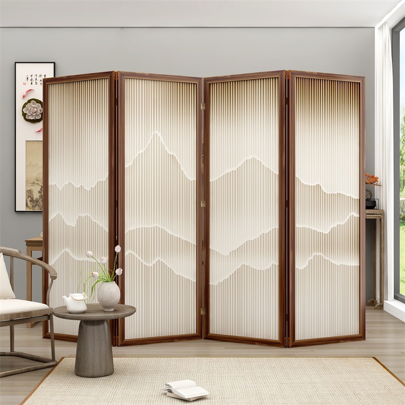 屏风隔断客厅2025新款高端折叠移动办公室房间新中式实木玄关屏风