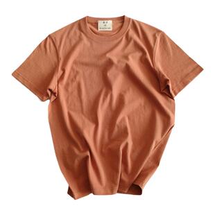 过载商店三文鱼色纯棉轻磅基础款圆领短袖T恤男女（柔软＋）