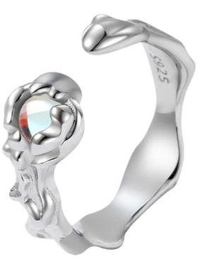 DAY LILY月光石熔岩变色戒指ins甜酷风轻奢小众食指戒指 s925银